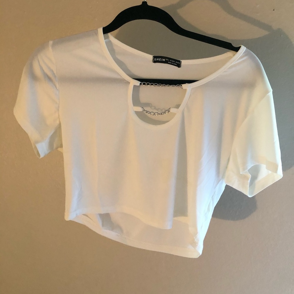 White chain link crop top